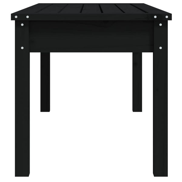 Schwarze Gartenbank aus Kiefernholz, 109 cm