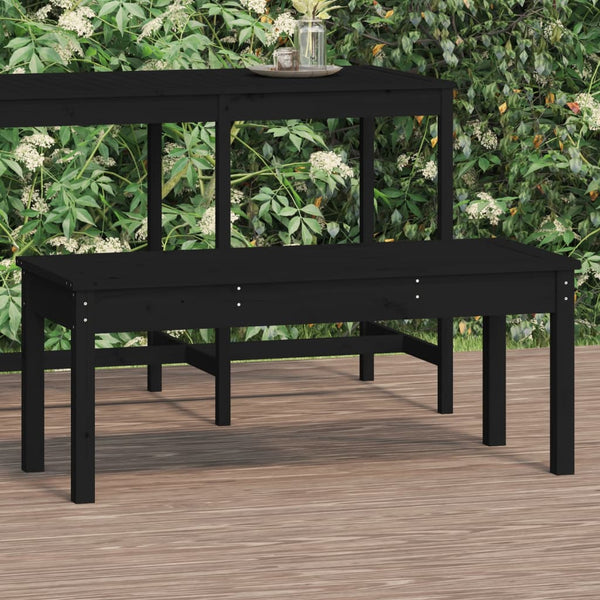 Schwarze Gartenbank aus Kiefernholz, 109 cm