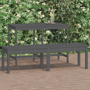 Graue Gartenbank 2-Sitzer Kiefer Massivholz