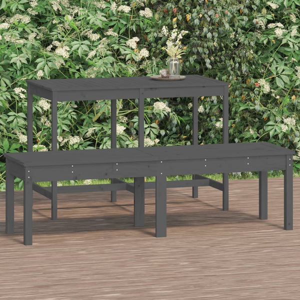 Graue Gartenbank 2-Sitzer Kiefer Massivholz