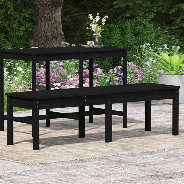 Gartenbank 2-Sitzer Schwarz Kiefer Massivholz