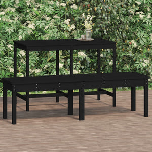 Gartenbank 2-Sitzer Schwarz Kiefer Massivholz