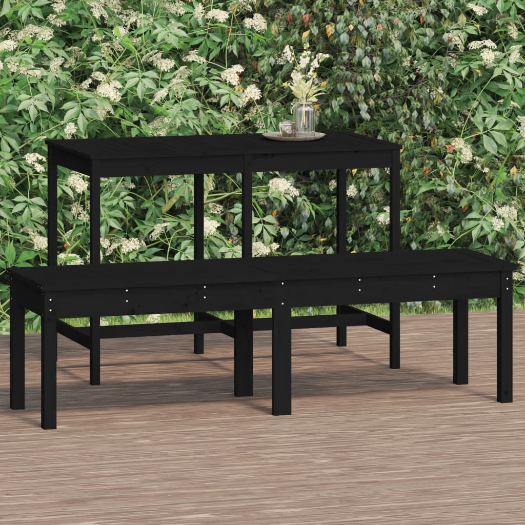 Gartenbank 2-Sitzer Schwarz Kiefer Massivholz
