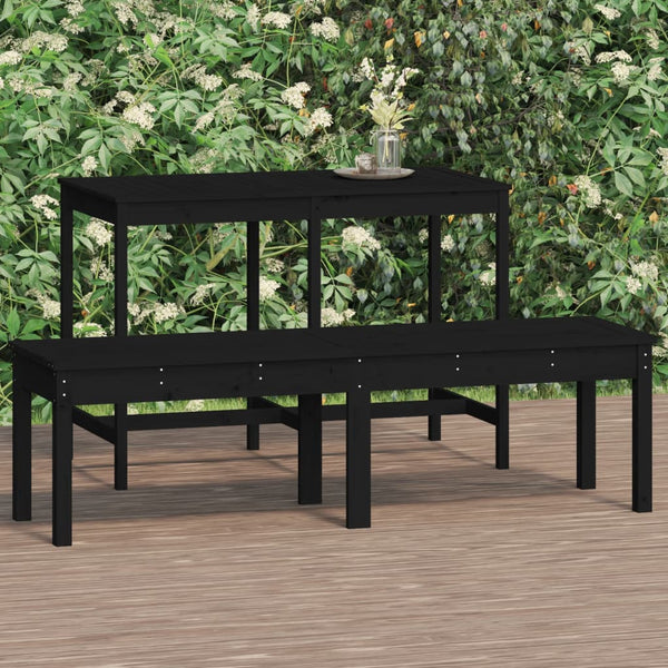 Gartenbank 2-Sitzer Schwarz Kiefer Massivholz