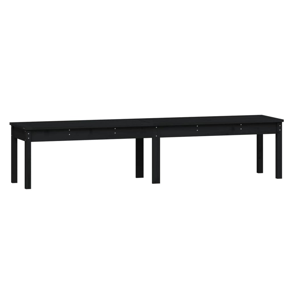 Schwarze Gartenbank 2-Sitzer Kiefernholz 203,5 cm