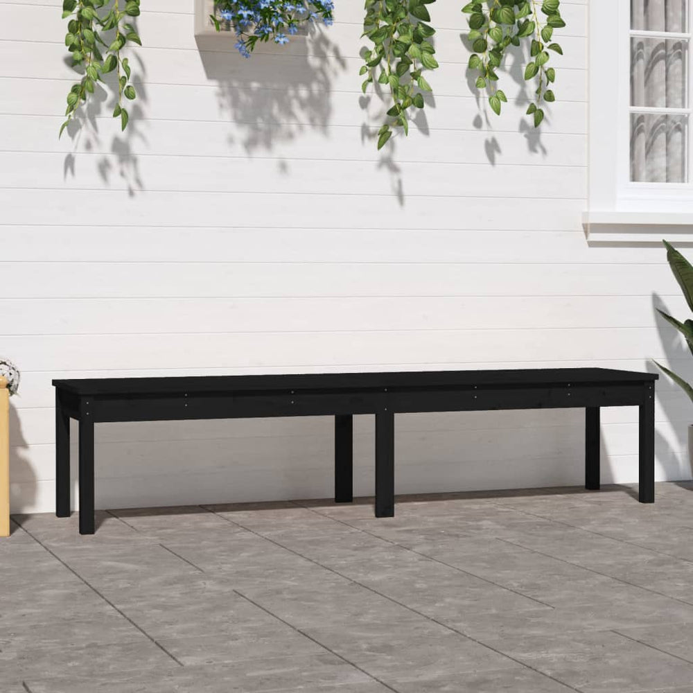 Schwarze Gartenbank 2-Sitzer Kiefernholz 203,5 cm