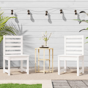 Gartenstühle 2er Set Weiß Kiefer Massivholz