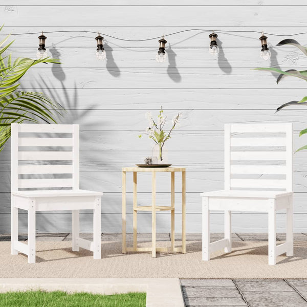 Gartenstühle 2er Set Weiß Kiefer Massivholz