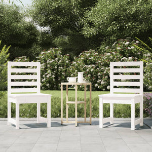 Gartenstühle 2er Set Weiß Kiefer Massivholz