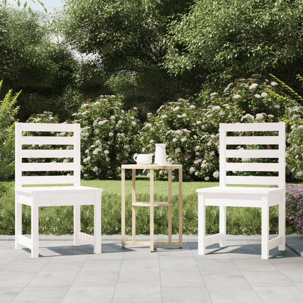 Gartenstühle 2er Set Weiß Kiefer Massivholz