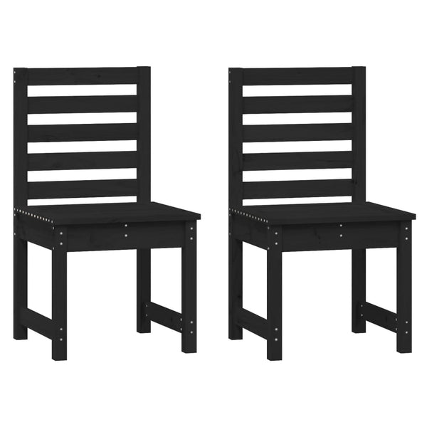 Gartenstühle 2er Set, Kiefer Massivholz, Schwarz