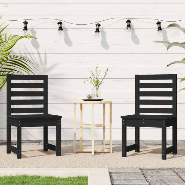 Gartenstühle 2er Set, Kiefer Massivholz, Schwarz