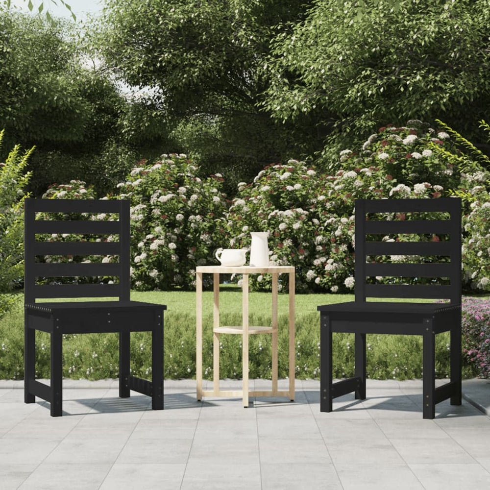 Gartenstühle 2er Set, Kiefer Massivholz, Schwarz