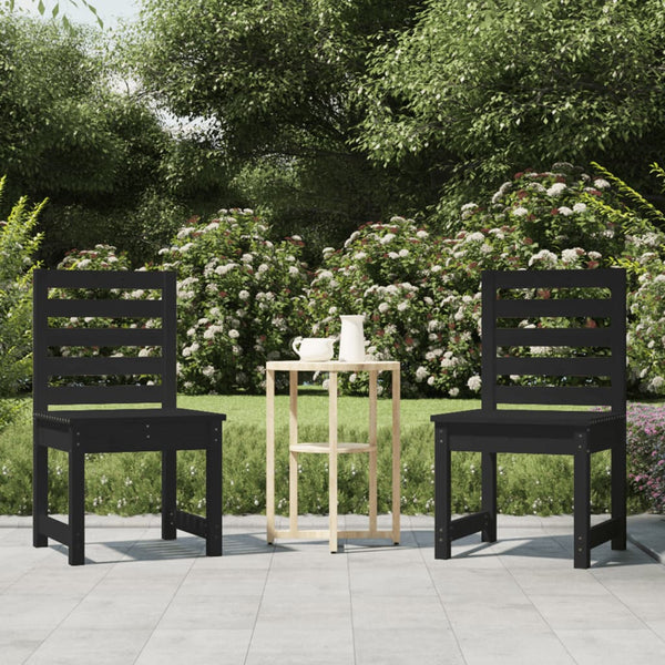 Gartenstühle 2er Set, Kiefer Massivholz, Schwarz