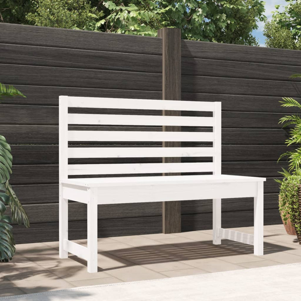 Gartenbank Weiß 109cm Kiefer Massivholz