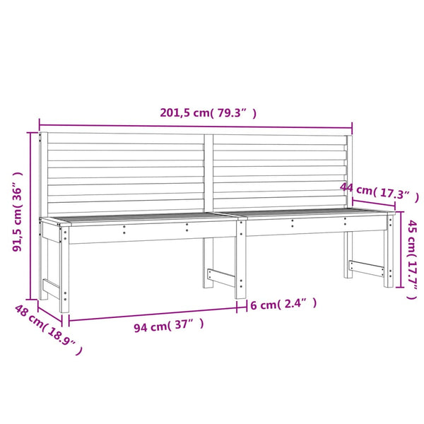 Gartenbank Kiefer Massivholz 201,5 cm