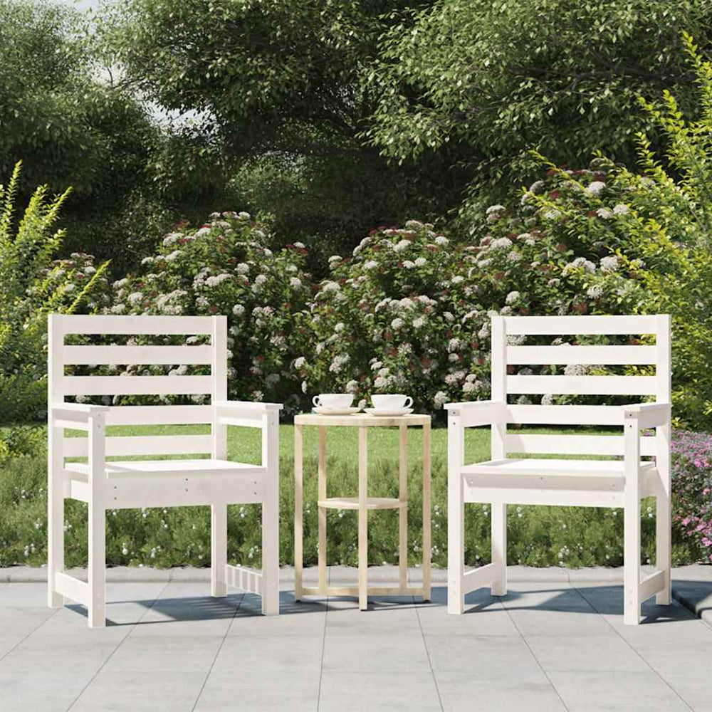 Gartenstühle 2er Set, Kiefer Massivholz, Weiß