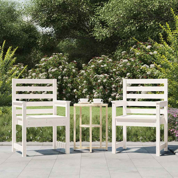 Gartenstühle 2er Set, Kiefer Massivholz, Weiß