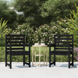 Gartenstühle 2er Set, Kiefer Massivholz, Schwarz