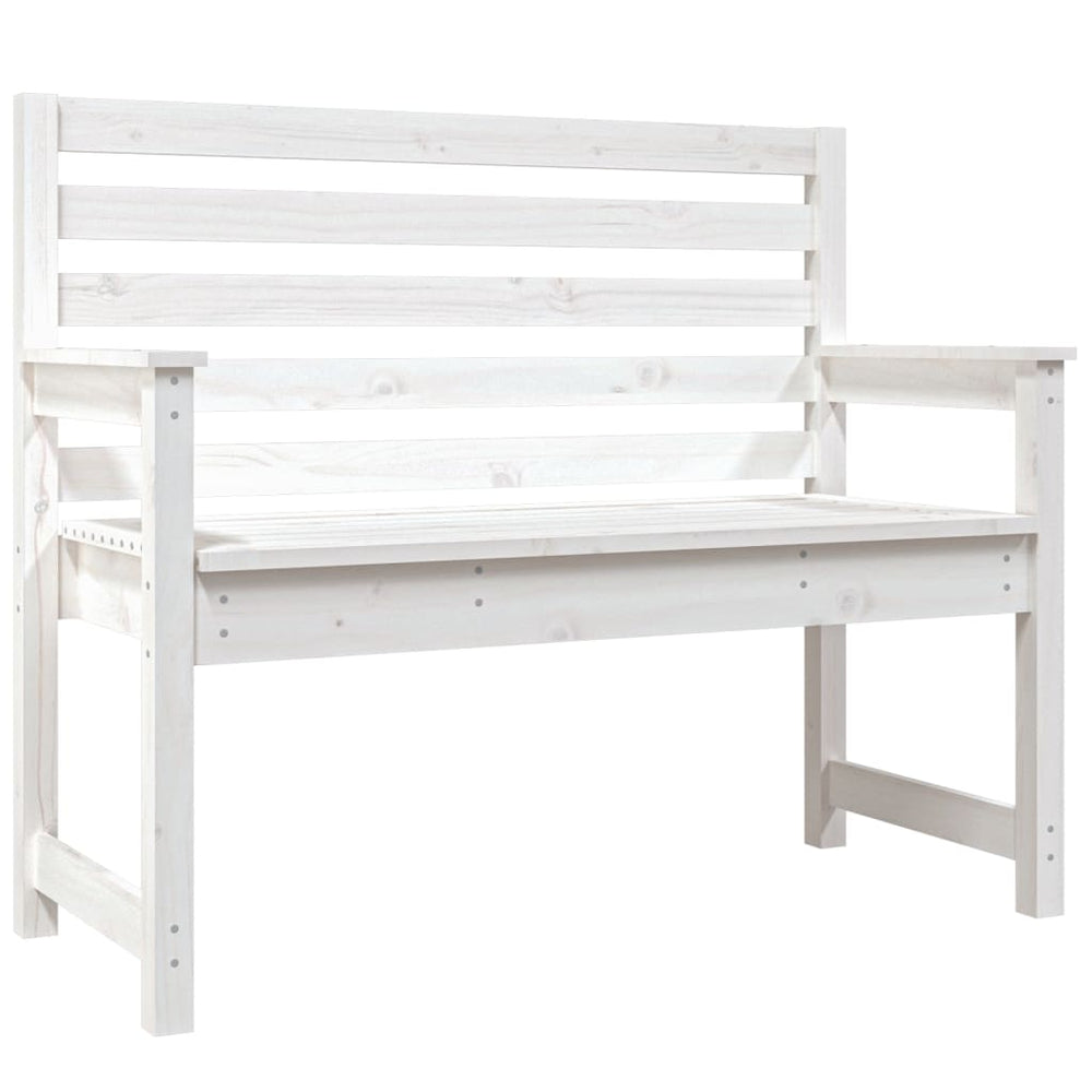 Gartenbank Weiß Kiefer Massivholz 109cm