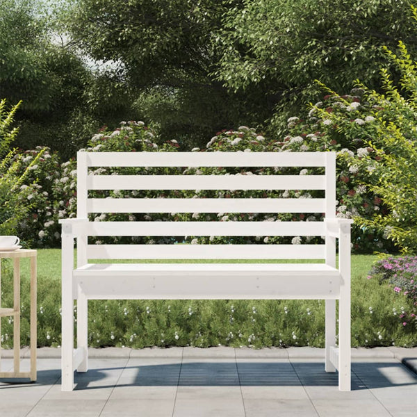 Gartenbank Weiß Kiefer Massivholz 109cm