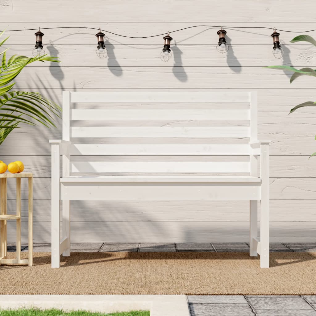 Gartenbank Weiß Kiefer Massivholz 109cm