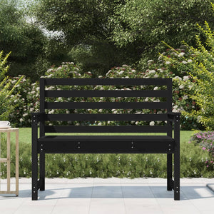 Schwarze Gartenbank Kiefer Massivholz 109 cm