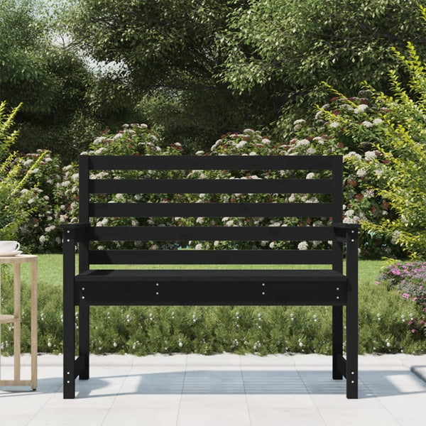 Schwarze Gartenbank Kiefer Massivholz 109 cm