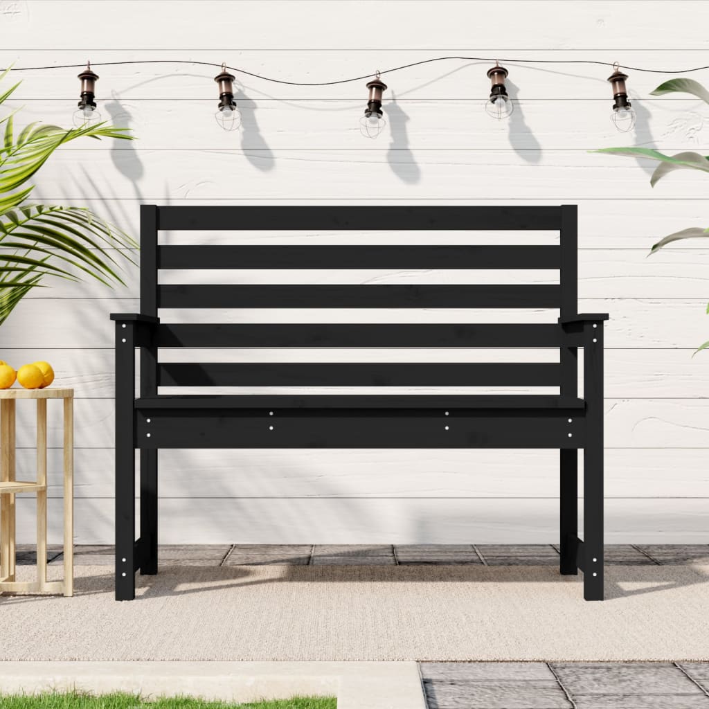 Schwarze Gartenbank Kiefer Massivholz 109 cm
