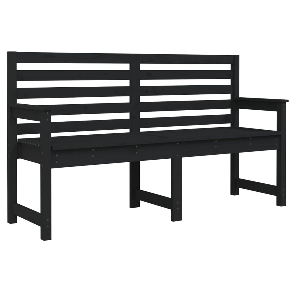Schwarze Gartenbank Kiefer Massivholz 159,5 cm