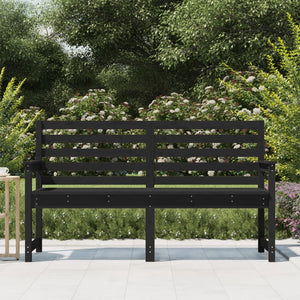 Schwarze Gartenbank Kiefer Massivholz 159,5 cm