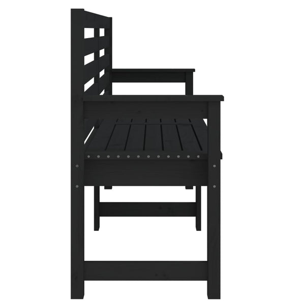 Schwarze Gartenbank Kiefer Massivholz 159,5 cm