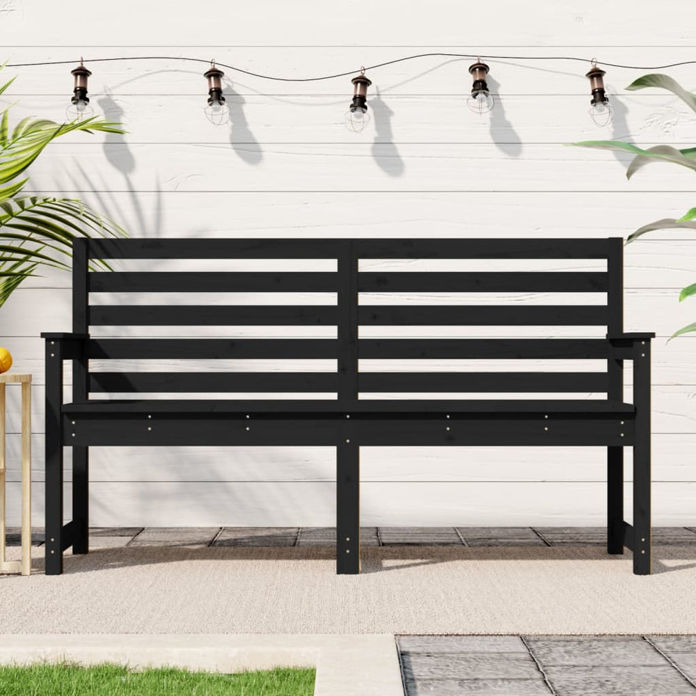 Schwarze Gartenbank Kiefer Massivholz 159,5 cm
