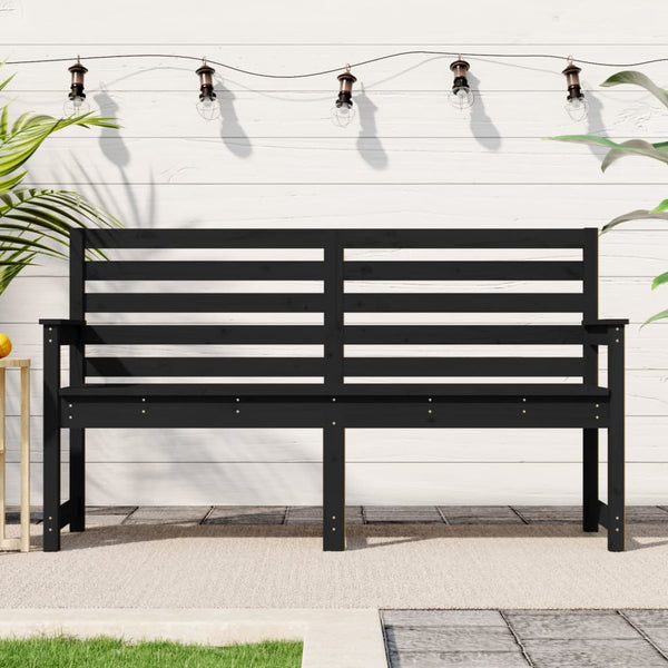 Schwarze Gartenbank Kiefer Massivholz 159,5 cm