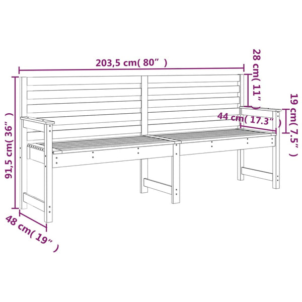 Massive Kiefer Gartenbank, 203,5 cm