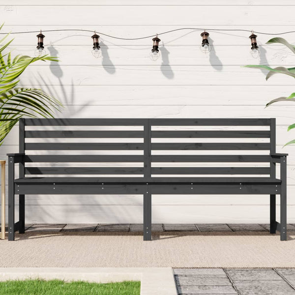 Graue Gartenbank aus Kiefernholz, 203,5 cm