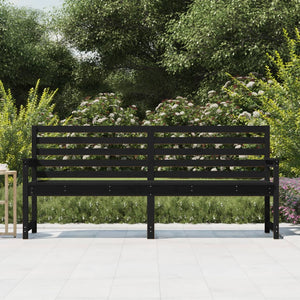 Schwarze Gartenbank Kiefer Massivholz 203cm