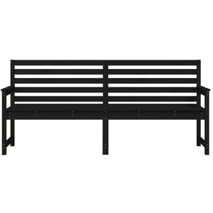 Schwarze Gartenbank Kiefer Massivholz 203cm