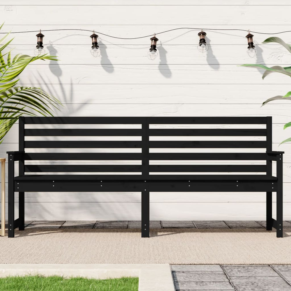 Schwarze Gartenbank Kiefer Massivholz 203cm