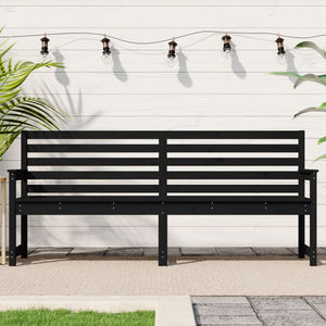Schwarze Gartenbank Kiefer Massivholz 203cm