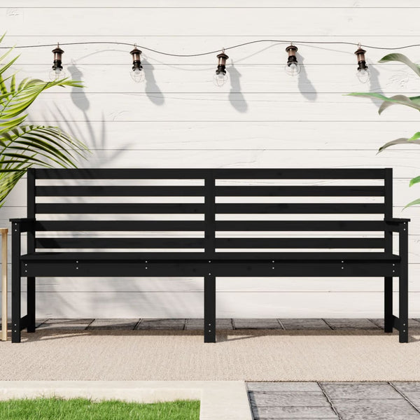 Schwarze Gartenbank Kiefer Massivholz 203cm
