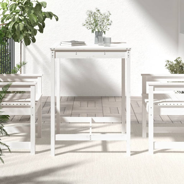 vidaXL Table de jardin blanc 82,5x82,5x110 cm en pin massif