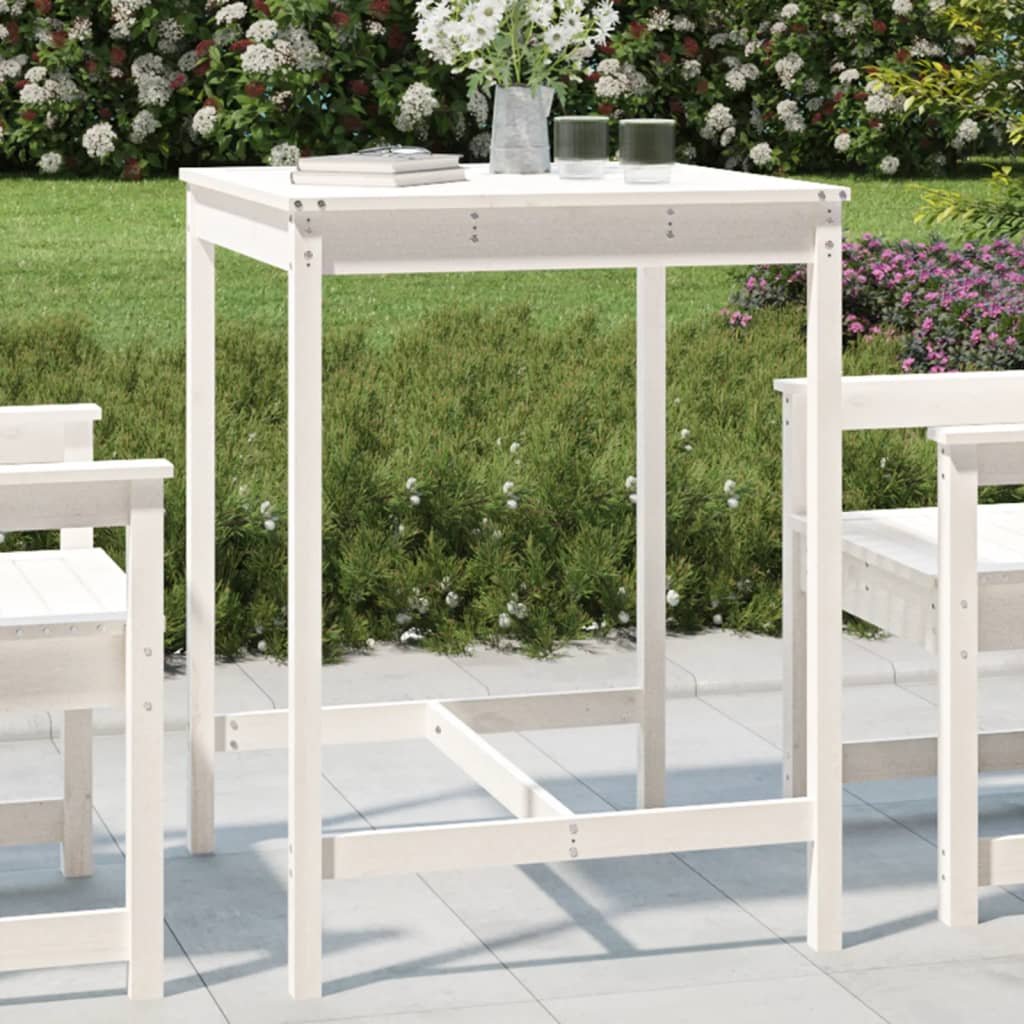 vidaXL Table de jardin blanc 82,5x82,5x110 cm en pin massif