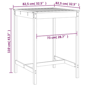 Massivholz Gartentisch Honigbraun Kiefer 82,5x82,5cm