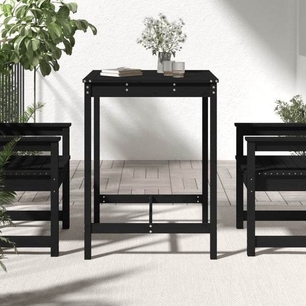 Schwarzer Gartentisch Kiefer Massivholz 82,5x82,5x110cm