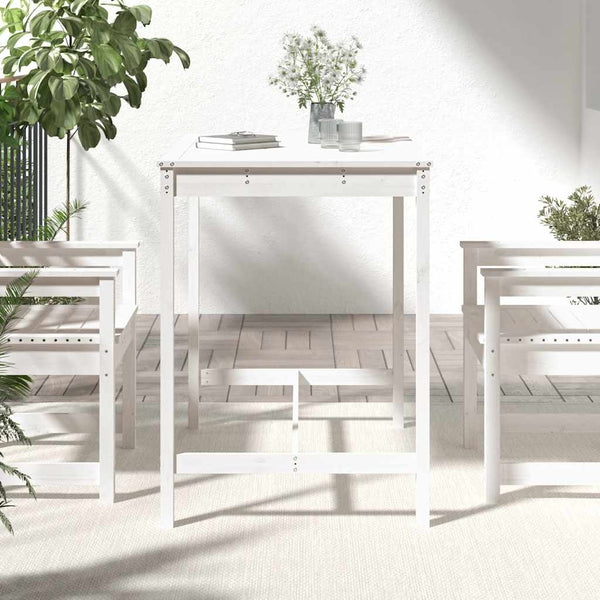Weißer Gartentisch Kiefer Massivholz 121cm