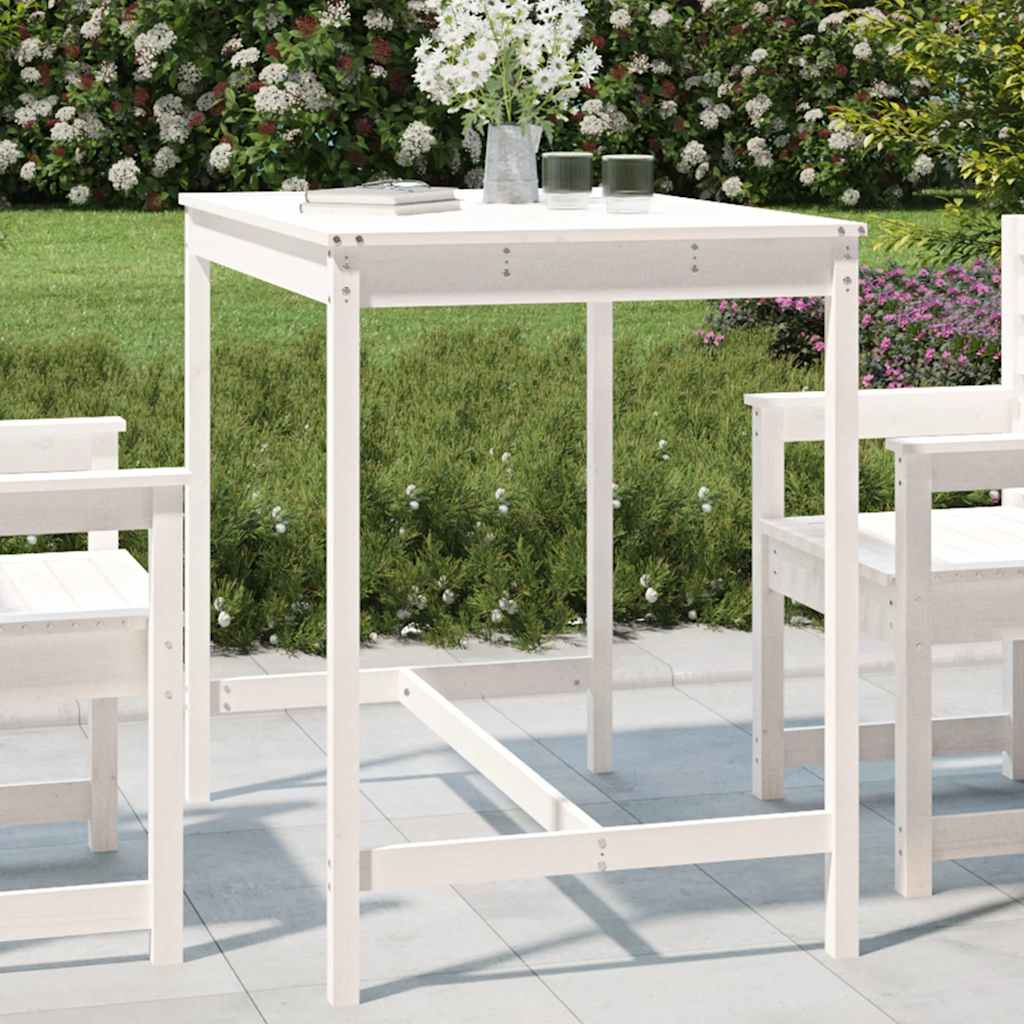 Weißer Gartentisch Kiefer Massivholz 121cm
