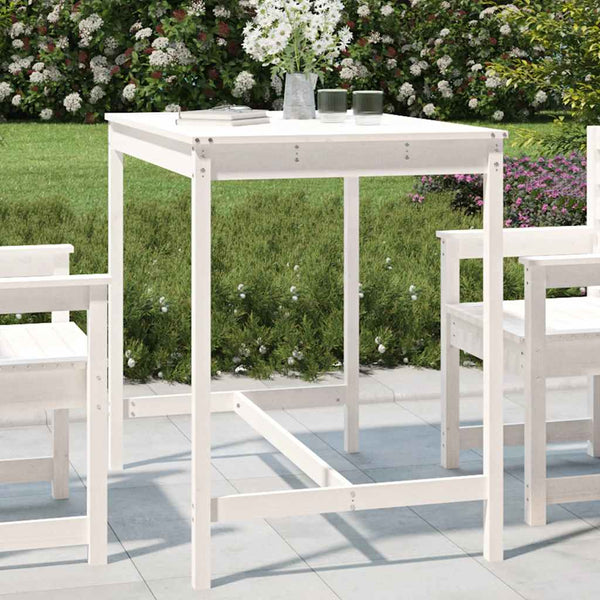 Weißer Gartentisch Kiefer Massivholz 121cm