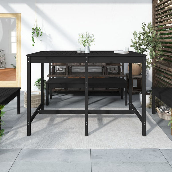 Schwarzer Gartentisch aus Kiefernholz