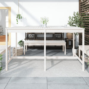 Gartentisch Weiß Kiefer Massivholz 203,5 cm